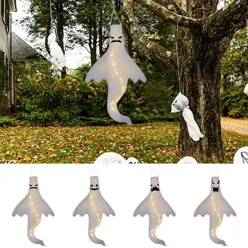Голям LED Хелоуин висящи призрак Хелоуин декорация Light Up Ghost призрачен ужас открит светлина лампи аксесоар за двор