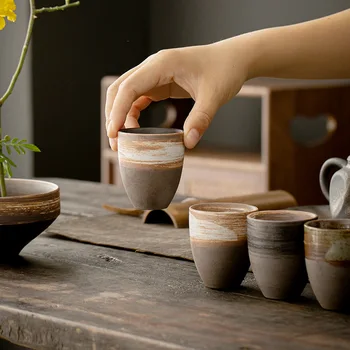 Ретро груба керамична чаша за кафе ръчно изработена керамична чаша за вода Японска чаша за чай Кунг-фу чаша за чай чаша за кафе Master cup