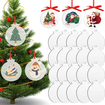 1/50PCS Коледа кръг акрилни кръгове диск ясно заготовки DIY коледно дърво висящи декорации дискове ключодържател украшение дете подаръци