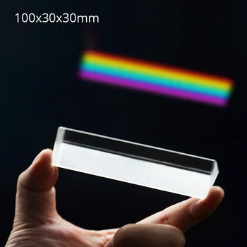 100x30x30mm Триъгълна призма Rainbow Prisma Оптично кристално стъкло Studnt Детски експеримент по физика Учебни инструменти