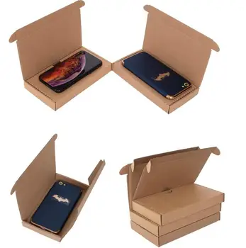 10pcs мобилен телефон случай опаковка кутия естествен кафяв крафт хартия кутия сгъсти гофрирана картонена кутия за подарък