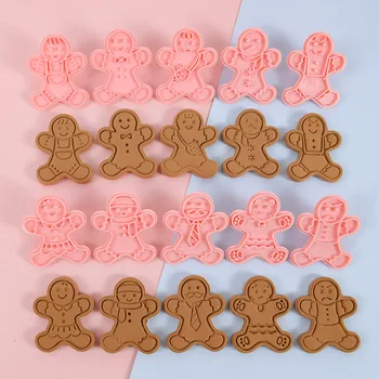 11Pcs/box Коледни формички за сладки Gingerbread Man бисквити мухъл печат DIY торта декорация инструменти Нова година страна Консумативи за печене