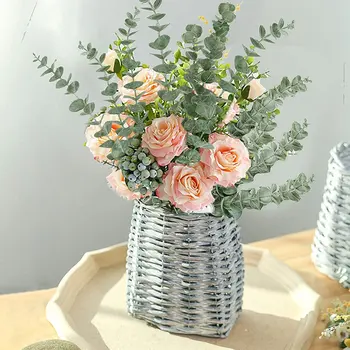 15Pc Евкалипт 5 вилици пари листа симулация пластмаса изкуствени цветя Nordic сватба Начало стая изкуствени растения маса декори