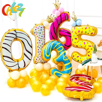 16Pcs бонбони поничка номер фолио балони 40 инчов цифров хелий балон сватбена декорация деца бебе душ рожден ден парти балон