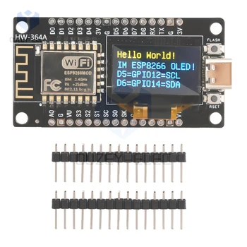 1PC NodeMCU ESP8266 платка за разработка с 0.96 инчов OLED дисплей, CH340 драйвер модул за програмиране на Arduino IDE / Micropython