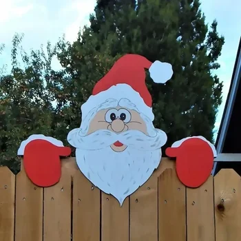 1SET Коледна ограда декорация Дядо Коледа Снежен човек Северен елен Пингвин Peeker двор орнаменти Вътрешен открит DIY фестивал подарък