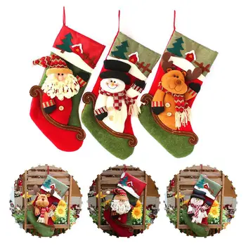 1бр Коледен чорап подаръчни торбички Висящи чорапи Бонбони чанта орнаменти камина дърво декорация празнично парти доставки