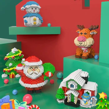 2023 Коледна украса Популярни 3D пъзел Лосове възрастни Коледа блок подарък малка частица Коледа блок играчка