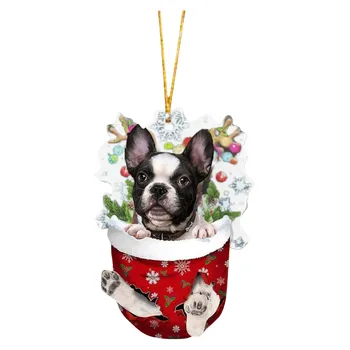 2023 Коледни орнаменти Висяща декорация Подарък Сладко куче Коледа Семейство Висящо дърво Карикатура Висулка за продукт Персонализиране на подарък