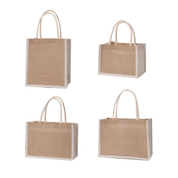 2023 Нова юта голяма пазарска чанта Burlap чанта за многократна употреба плаж пазаруване хранителни стоки чанта с дръжка