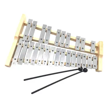 25 Key Glockenspiel алуминиев ксилофон, дървена рамка за начинаещи, преносим