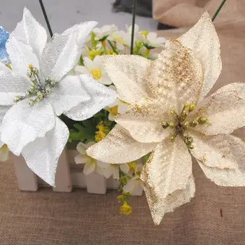 2Pcs красива симулация цвете деликатен изящен Коледа цвете снимка prop преносим фалшив цвете
