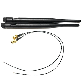 2X 6Dbi M.2 IPEX MHF4 U.Fl кабел към RP-SMA Wifi антена сигнален кабел комплект за AC 9260 9560 8265 8260 и т.н.