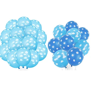 30 броя 12 инчов син облак латексови балони синьо с облаци матови балони за момчета момичета рожден ден парти бебе душ декорация