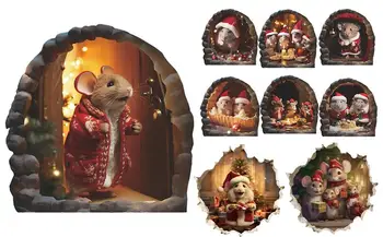 3D Коледа стикери смола цветна мишка DIY творчески весела Коледа стикери стикери за вътрешни партита прозорец декорация на дома