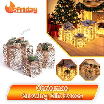 3PCS/Set Коледна светеща подаръчна кутия Коледна светлина Подаръчни кутии Коледна украса за домашно фестивално парти консумативи