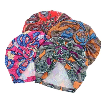 4 бр. Въртяща се цветна бандана предварително вързан шал жени обвивам лента за глава Bouffant шапка шапки памук мис аксесоари за коса