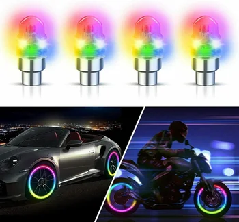 4pcs кола авто колело гума гуми въздушен клапан стволови LED светлина капачки капак аксесоари