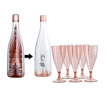 5PC пластмасови чаши за вино бар бокал шампанско чаша студена напитка сок стъклен коктейл Stemware с контейнер за съхранение