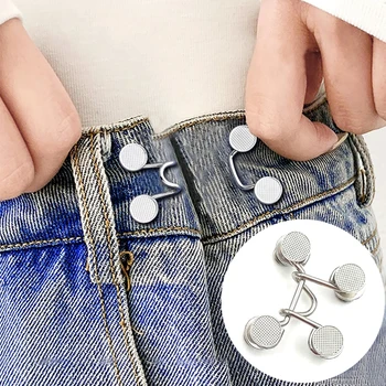 5Sets Регулируема талия ключалката метални дънки без нокти щракне закопчалка бутони щифтове подвижни DIY талията затягане дрехи катарами