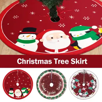 60/70cm Коледно дърво пола червена рустик снежинка Дядо Коледа килим отпечатани мат дърво 2024 година декор Коледа декор Claus O1L0