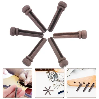 6pcs Wood Guitar Bridge Rosewood Strings Pegs Slotted Nail Endpin for Acoustic Folk Guitar Brass Parts Replacement Accessories