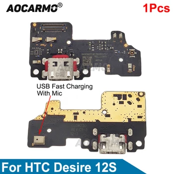 Aocarmo За HTC Desire 12S USB бързо зареждане порт конектор зарядно устройство щепсел док микрофон микрофон резервни части