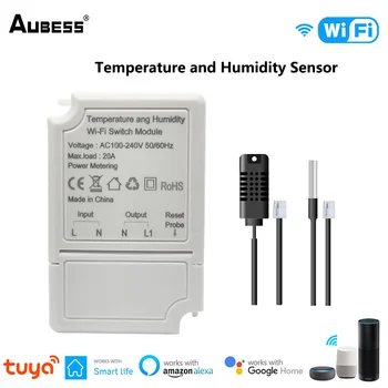 Aubess Tuya WiFi Сензор за температура и влажност Набор от модули за превключване на енергийната статистика Напояване / развъждане / Автоматизация на резервоара за риба