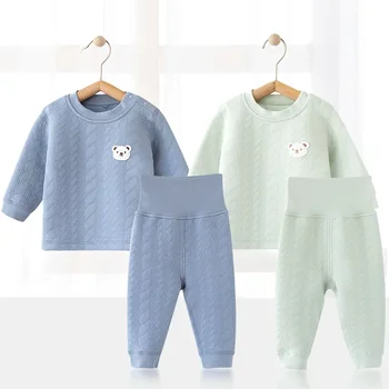 Baby Long Johns Set Pure Cotton Baby Clothes Детско термо бельо Пижами за момчета Момичешка есенна и зимна памучна щипка