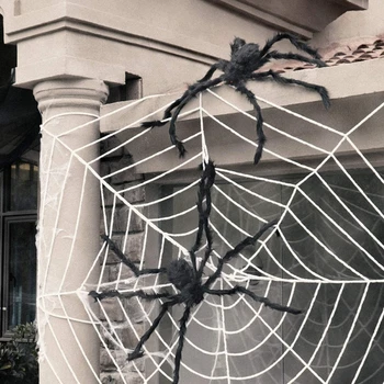 Balck White Spider Web Set Хелоуин декорация Terror Party Bar Haunted House Начало Декор Паяжина Празнично парти Консумативи