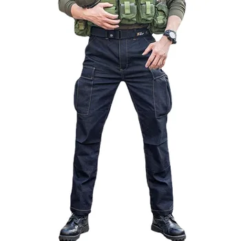 BDU тактически дънки мъже мулти-джобове деним карго панталони мъжки военни мотоциклет реколта прави ежедневни панталони пролет есен