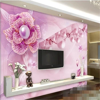 beibehang Персонализирана снимка 3D стенопис, лилаво цвете бижута TV стена фон papel de parede Тапети от хартия за стени 3 d