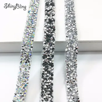 BlingBling AB rhienstone mesh Trim strass chain banding crystal wedding applique dresses crafts 10mm width