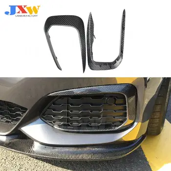 Carbon Fiber Front Fog Lamp Wind Knife Fangs Trim Strip Strips for BMW 1 Series F20 M Sport M135i M140i Hatchback 2016 - 2018 FRP