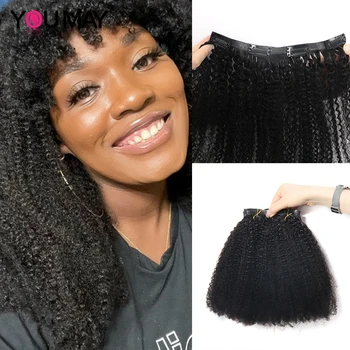 Clip In Hair Extensions Seamless Afro Kinky Curly Natural Black Hair Extensions 4B 4C Clip Ins Virgin Human Hair YouMay