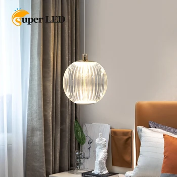 Creative висулка светлини Nordic спалня нощно осветление суспензии осветително тяло дома декор модерен блясък минималистичен LED полилей