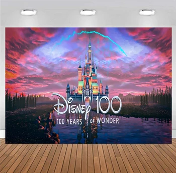 Disney 100th Anniversary Background Disney 100 Years of Wonder Birthday Party Decorations Disney Castle Background Photo Banner