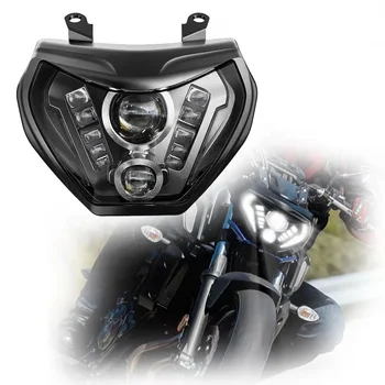 E-mark събрание мотор главата светлина DRL HI / LO Beam LED мотоциклет фар за Yamaha MT 09 FZ 09 MT09 FZ09 2014-2016 MT07