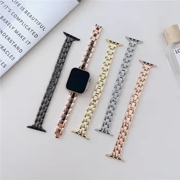 Fashion Metal Flower Thin лента за часовник За Apple iwatch S8 Ultra S7 S6 5 4 3 2 SE резервен часовник Каишка 38mm 45mm 49mm 44mm
