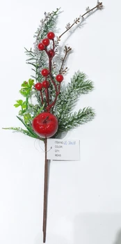 Faux борови клони Вечнозелени клонки Плодове, Коледа Бери Leaf Picks занаятчийски червени борови шишарки клон за Коледа Floral