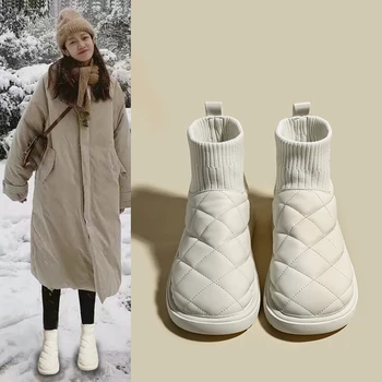 Flat Heel Дамски гумени ботуши Кръгли пръсти женски обувки Зимни обувки Луксозни дизайнерски ботуши-жени Австралия дъжд дами Лолита