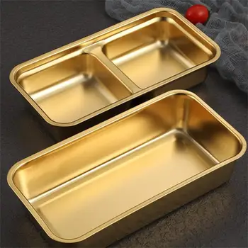 Gold трапезна плоча Golden 304 неръждаема стомана трайни двойна решетка кухненски аксесоари сос ястия Hotpot подправка Dip сребро
