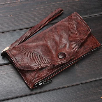 GUMST Най-високо качество естествена кожа дълги мъже портфейл ретро тънък чантата оригинални ръчно изработени портфейл карти притежателя съединител чанта гривни