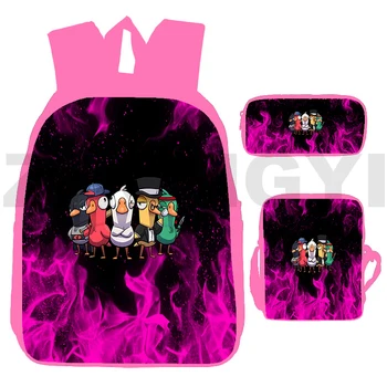 High Street 3D гъска гъска патица раници жени открит пътуване чанта бизнес лаптоп раница 3 бр/комплект сладък розови момичета ученически чанти