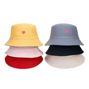 LDSLYJR Четири сезона памук любов бродерия кофа шапка рибар шапка открит пътуване слънце шапка за мъже и жени 178