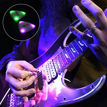 LED светеща китара Pick Food-Grade пластмасова китара Touch Plectrum Glowing Pick Инструмент Музикален струнен светлинен V2T3