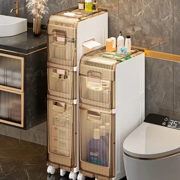 Light луксозен стил рафт баня тоалетна closestoo пукнатина кухня етаж шкаф за съхранение аксесоари за баня организатор