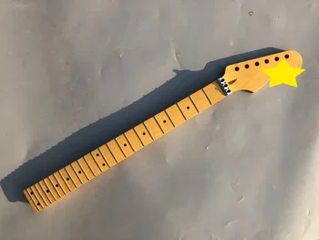 Matte 24 Fret кленова китара врата 25.5 инчов мащаб Fretboard жълта боя заключване гайка болт на петата точки инкрустация с обратно лента