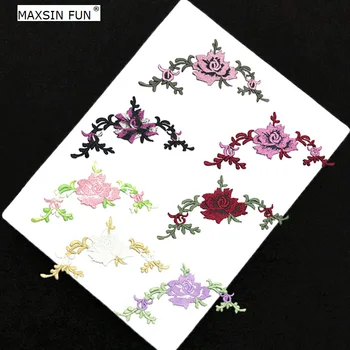 Maxsin Fun 10 парчета висококачествена цветна бродерия кръпка за дрехи цветове желязо върху плат роза стикери DIY аксесоари