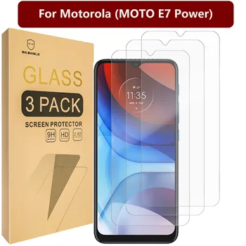 Mr.Shield [3-Pack] Проектиран за Motorola (MOTO E7 Power) [Закалено стъкло] [Японско стъкло с твърдост 9H] Протектор за екран